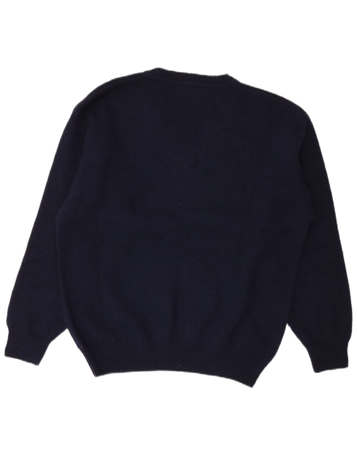 Maglione da uomo con scollo a V Sergio Tacchini XL in lana blu navy