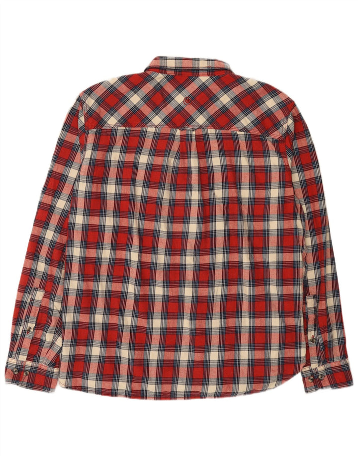 Fat Face Camicia da uomo in flanella vestibilità regolare XL in cotone a quadri rossi