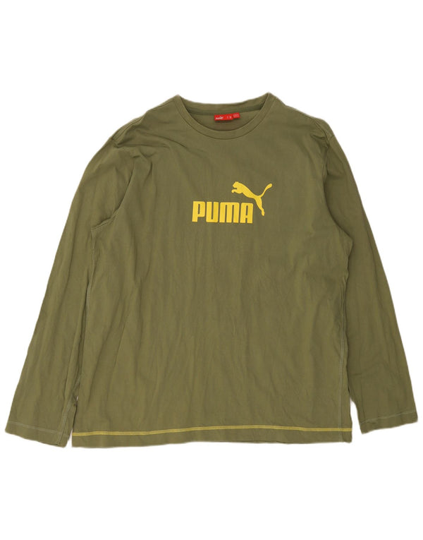 Puma Maglietta grafica da uomo a maniche lunghe XL in cotone verde