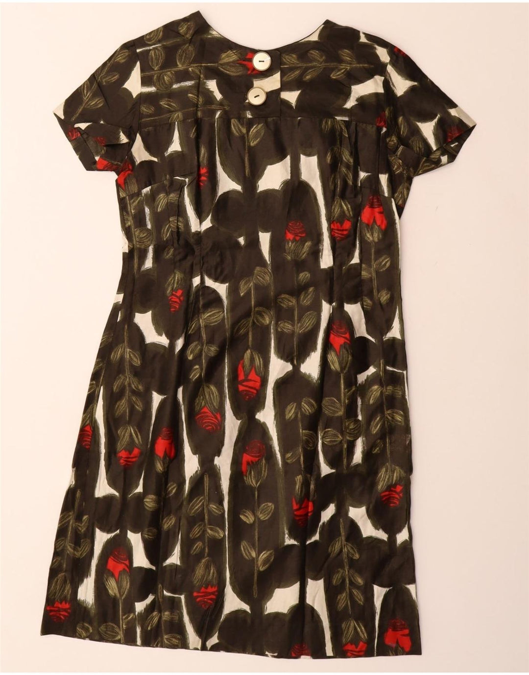 Abito tubino da donna VINTAGE UK 12 Marrone medio floreale