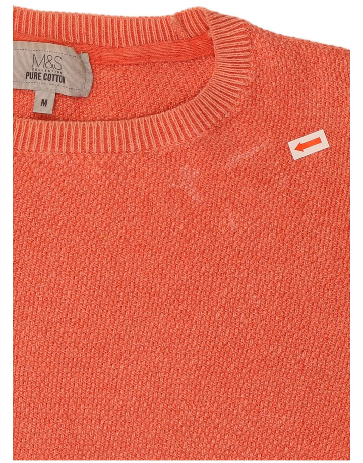 Maglione maglione girocollo da uomo Marks & Spencer in cotone arancione medio