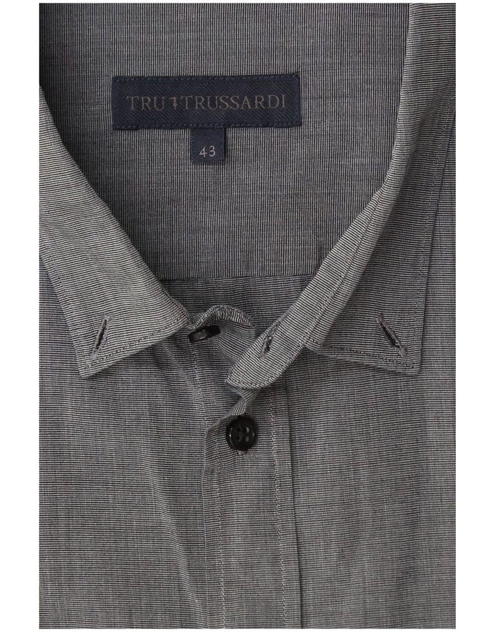Camicia Uomo TRUSSARDI Taglia 43 Gessato Grande Grigio