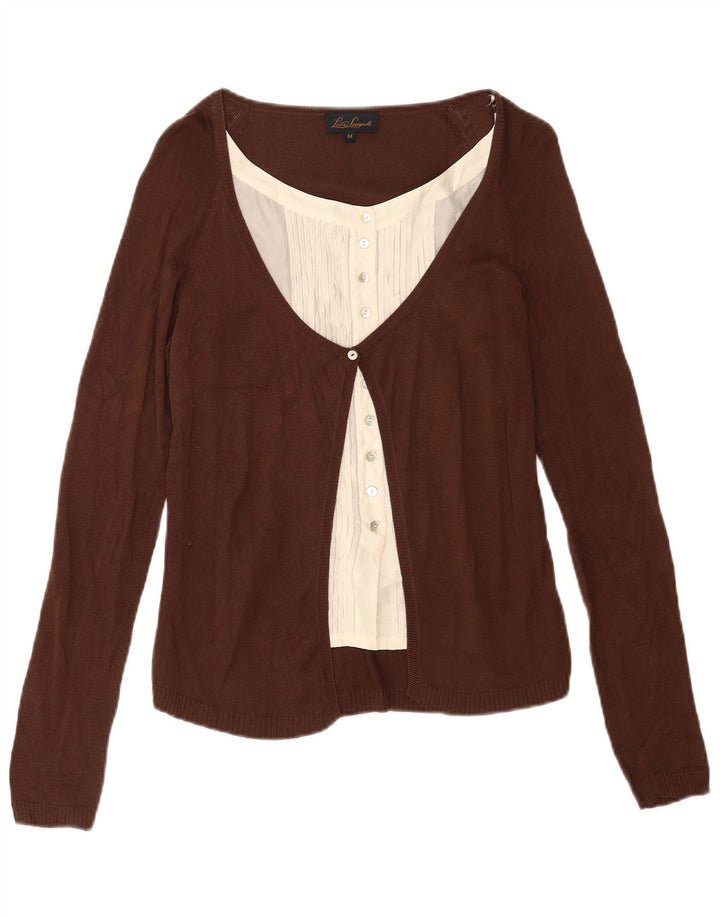 Maglione cardigan da donna Luisa Spagnoli UK 12 Seta marrone medio