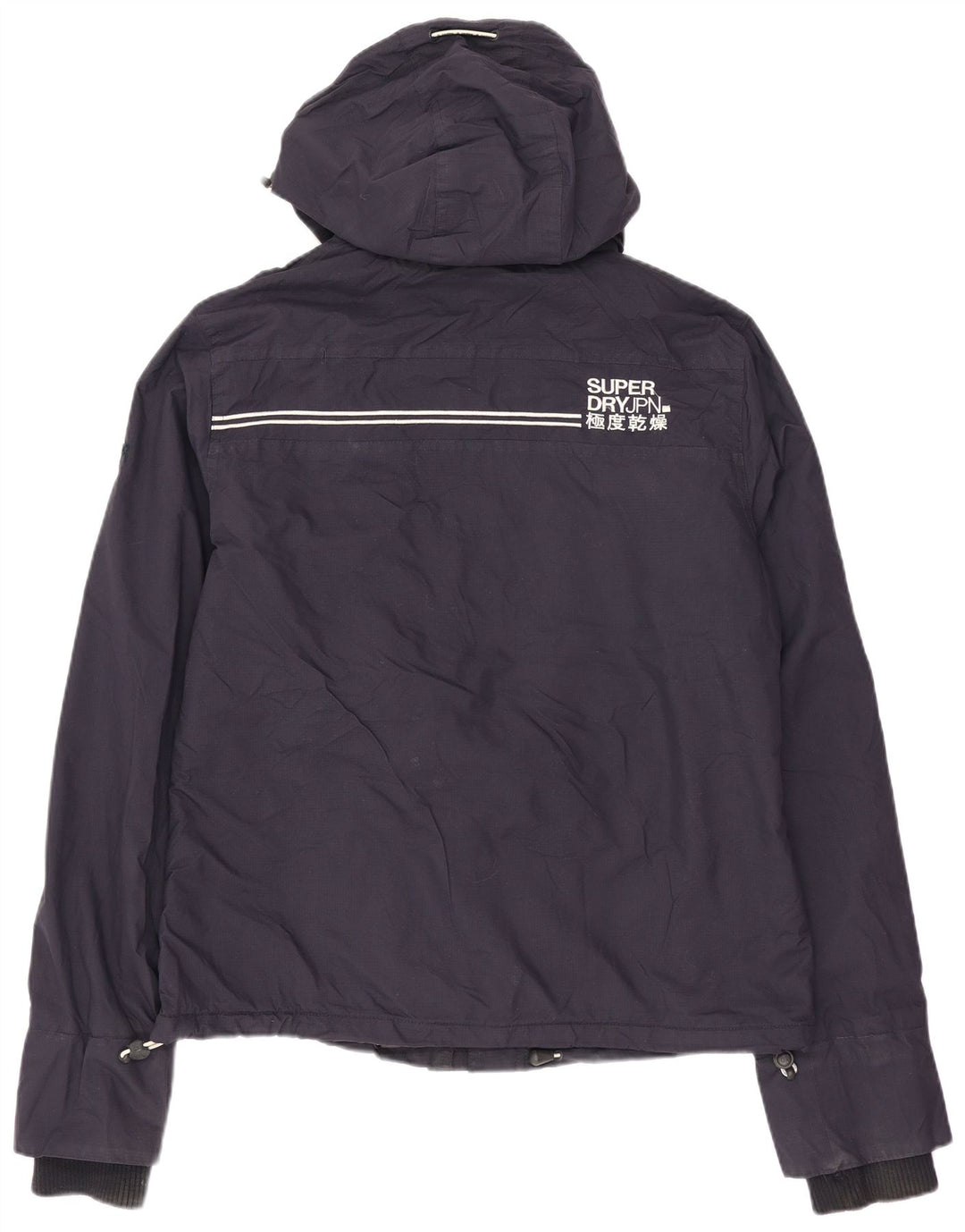 Giacca a vento con cappuccio da donna Superdry UK 14 nylon blu navy medio