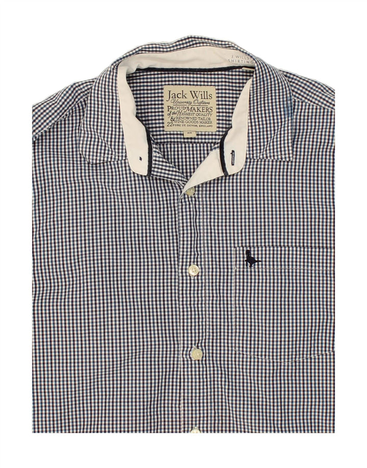 JACK WILLS Mens Shirt Medium Navy Blue Gingham Cotton Vintage Jack Wills and Second-Hand Jack Wills from Messina Hembry 