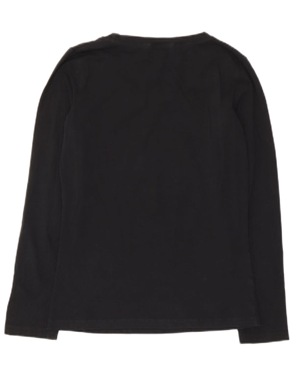 Top grafico da donna Moschino manica lunga UK 12 medio nero