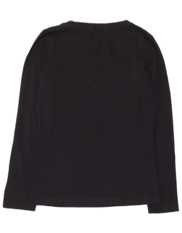Top grafico da donna Moschino manica lunga UK 12 medio nero