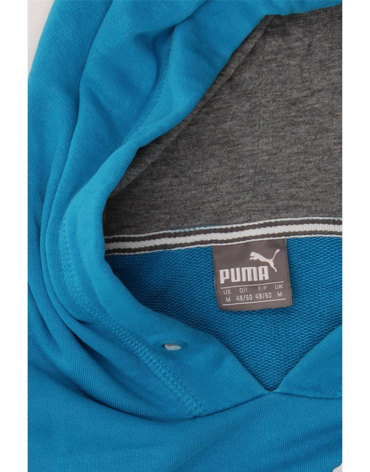 PUMA Mens Graphic Hoodie Jumper Medium Blue Amaretta Vintage Puma and Second-Hand Puma from Messina Hembry 