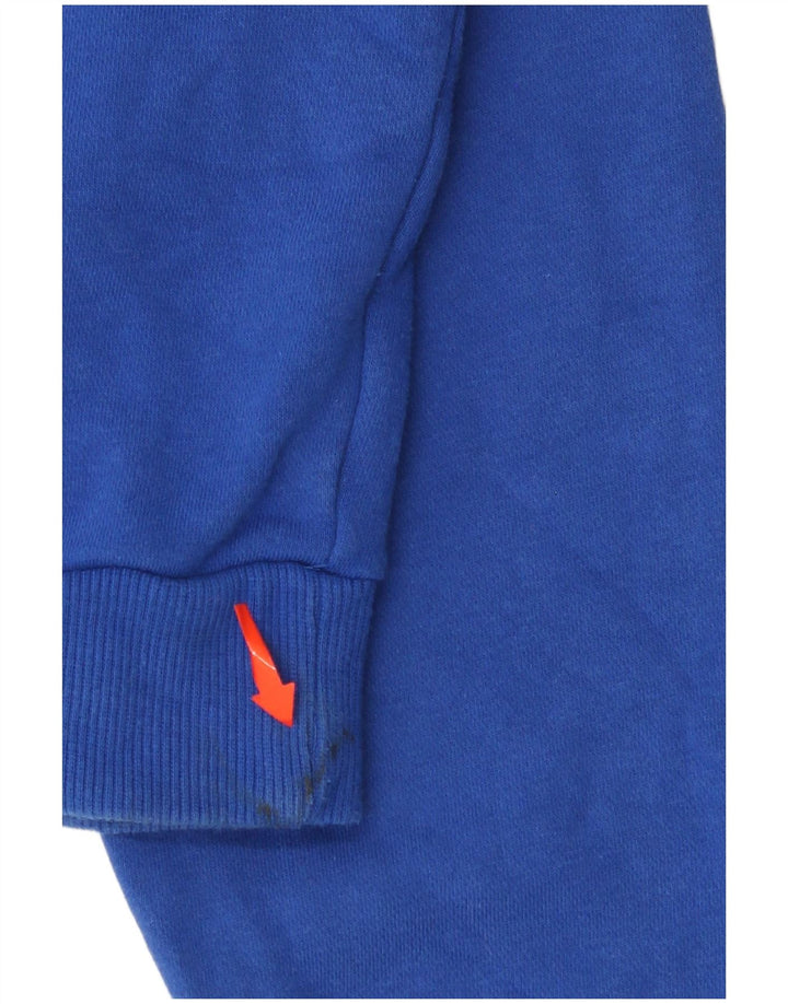 ELLESSE Maglione da donna con cappuccio grafico oversize con zip e collo UK 10 piccolo blu