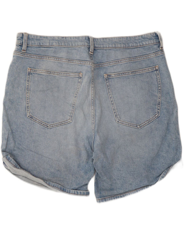 Pantaloncini di jeans Boyfriend da donna Marks & Spencer UK 16 Large W38 Blu