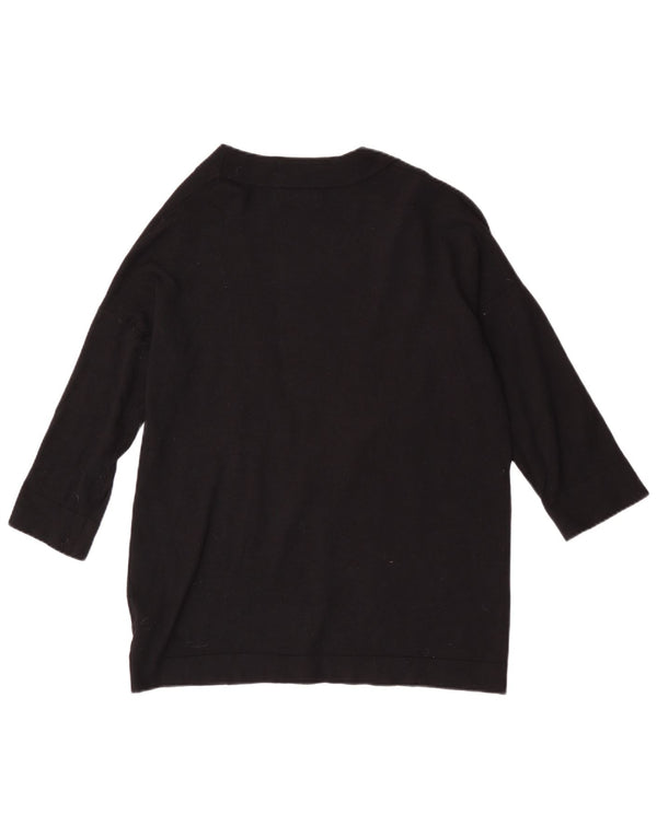 Maglione cardigan aperto con maniche a 3/4 Zara da donna UK 10 piccolo in viscosa nera