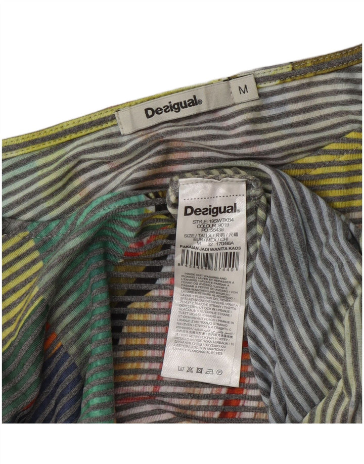 Desigual Donna Crop Blouse Top UK 14 Medio Gessato Multicolore