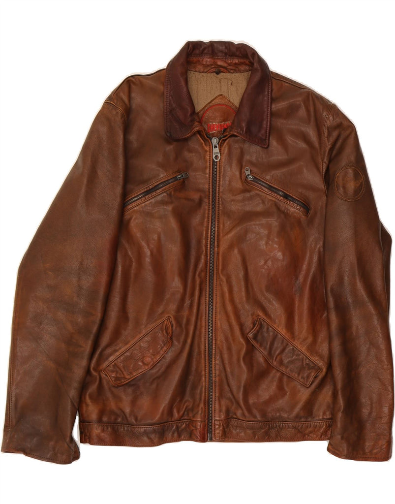 CHEVIGNON Mens Leather Jacket UK 44 2XL Brown Leather Vintage Chevignon and Second-Hand Chevignon from Messina Hembry 