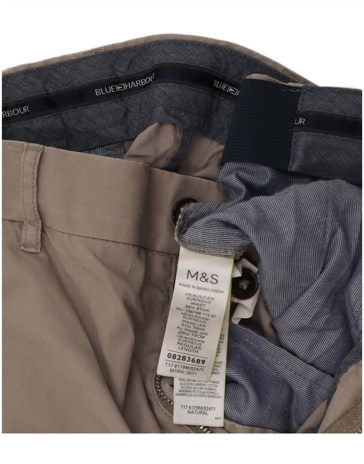 Pantaloni chino dritti Marks & Spencer da uomo blu Harbour W38 L31 grigi