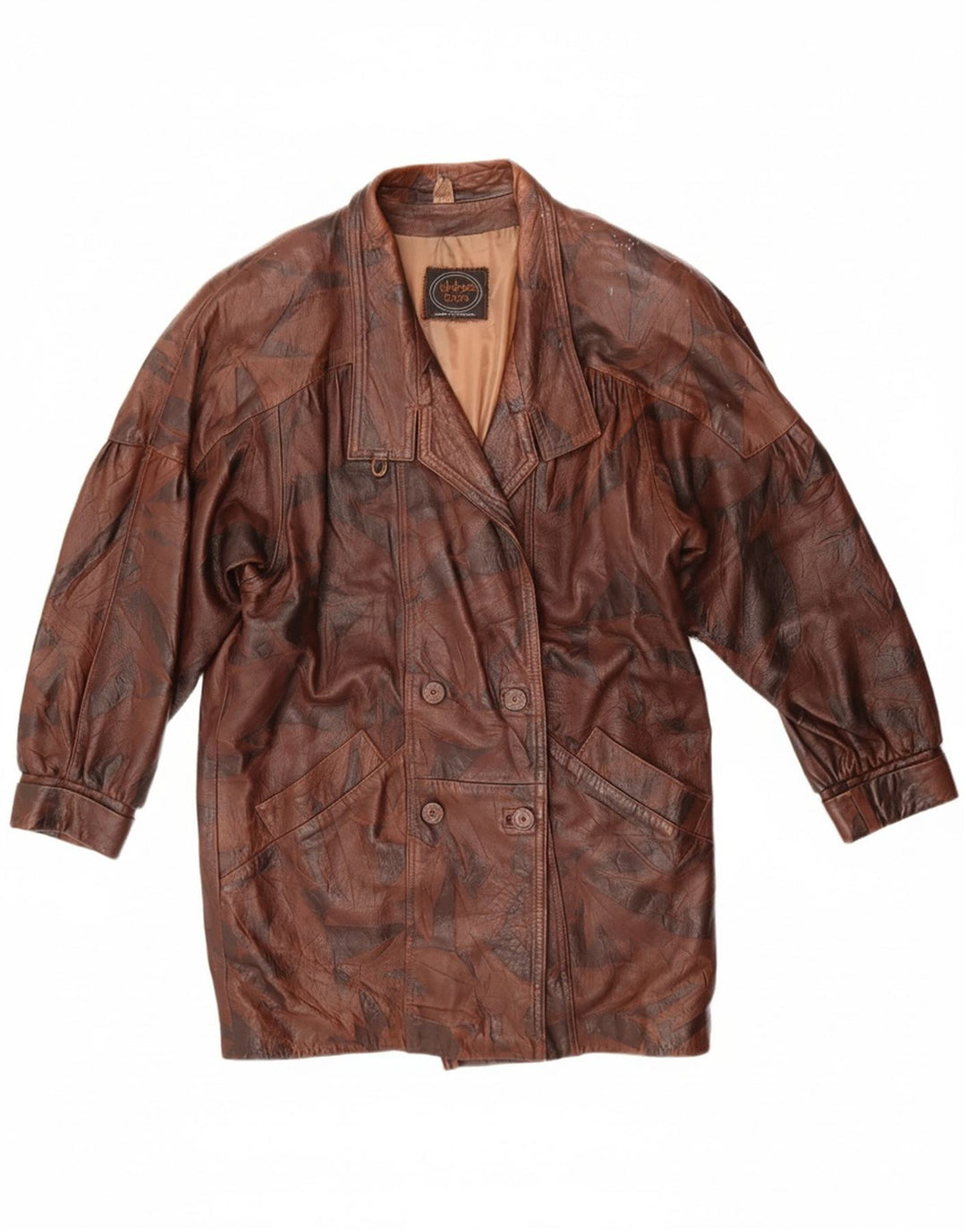 WALLACE SACKS Womens Oversized Coat UK 10 Small Brown Patchwork Leather