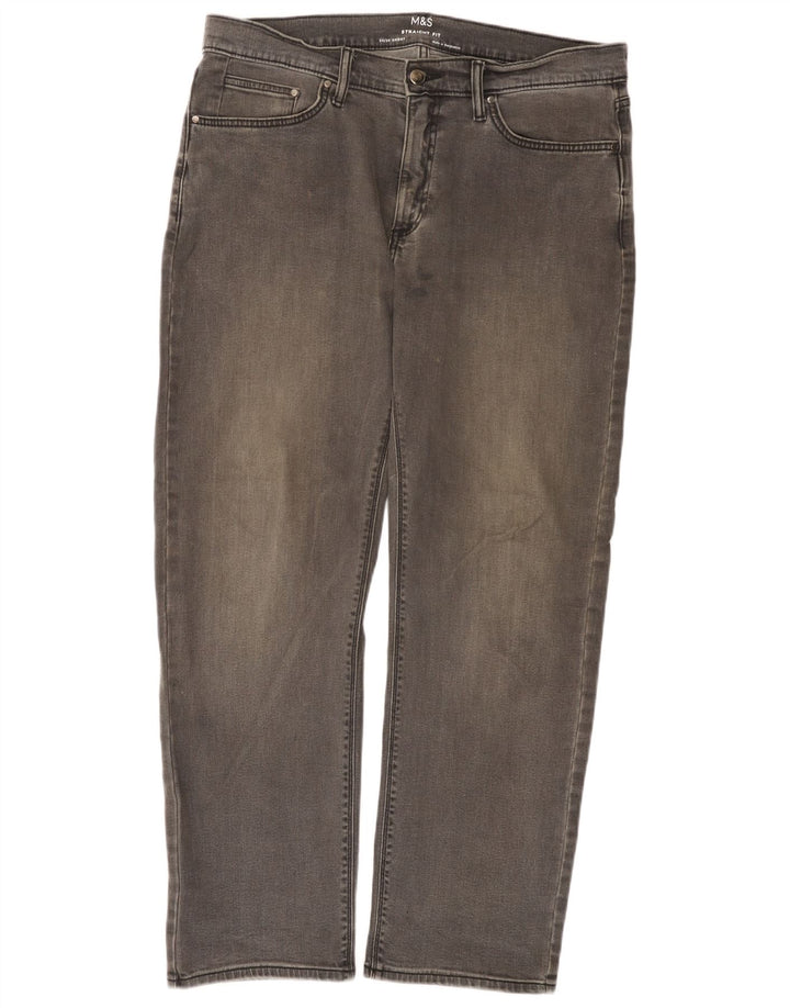 MARKS & SPENCER Jeans dritti da uomo W34 L29 Cotone grigio