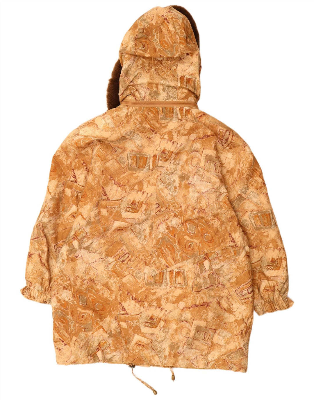 Cappotto giacca a vento con cappuccio da donna VINTAGE taglia 22 3XL Beige geometrico