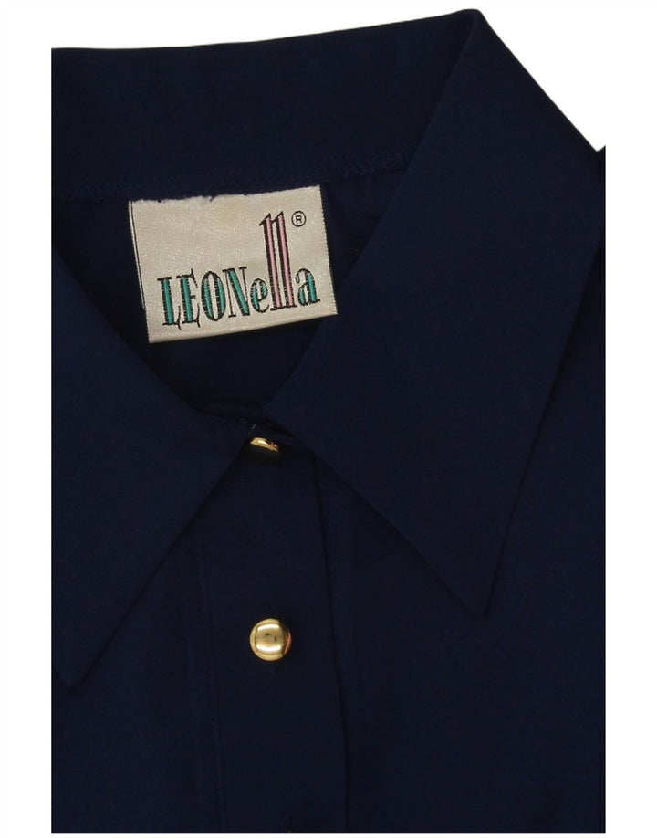 Polo oversize da donna vintage UK 18 XL poliestere blu navy