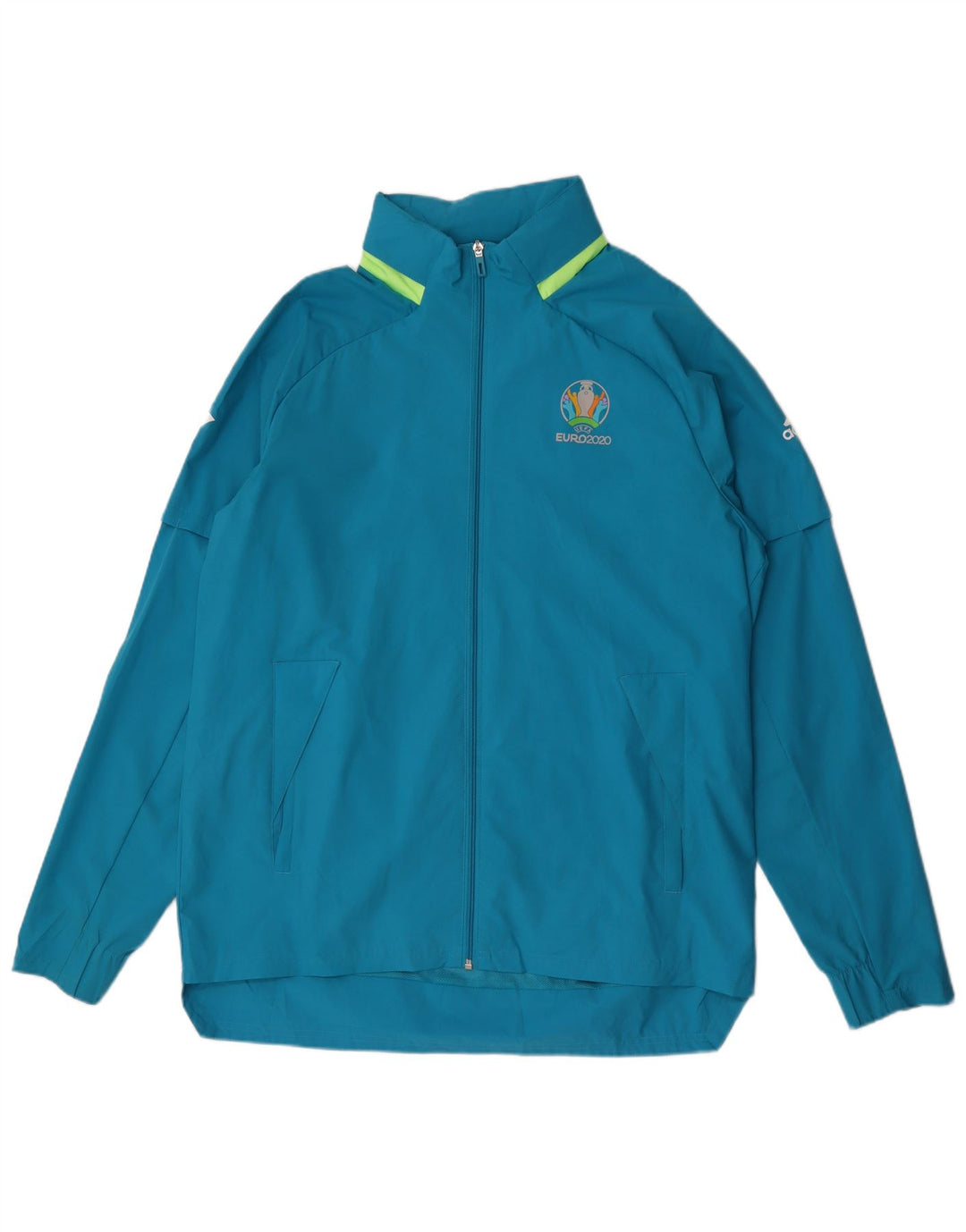Giacca da ginnastica da uomo con cappuccio grafico Adidas Large Blue Colourblock
