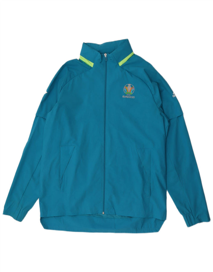Giacca da ginnastica da uomo con cappuccio grafico Adidas Large Blue Colourblock