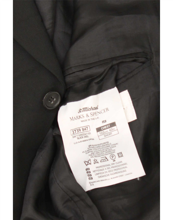 Giacca blazer a 3 bottoni Marks & Spencer da uomo St. Michael UK 40 media nera