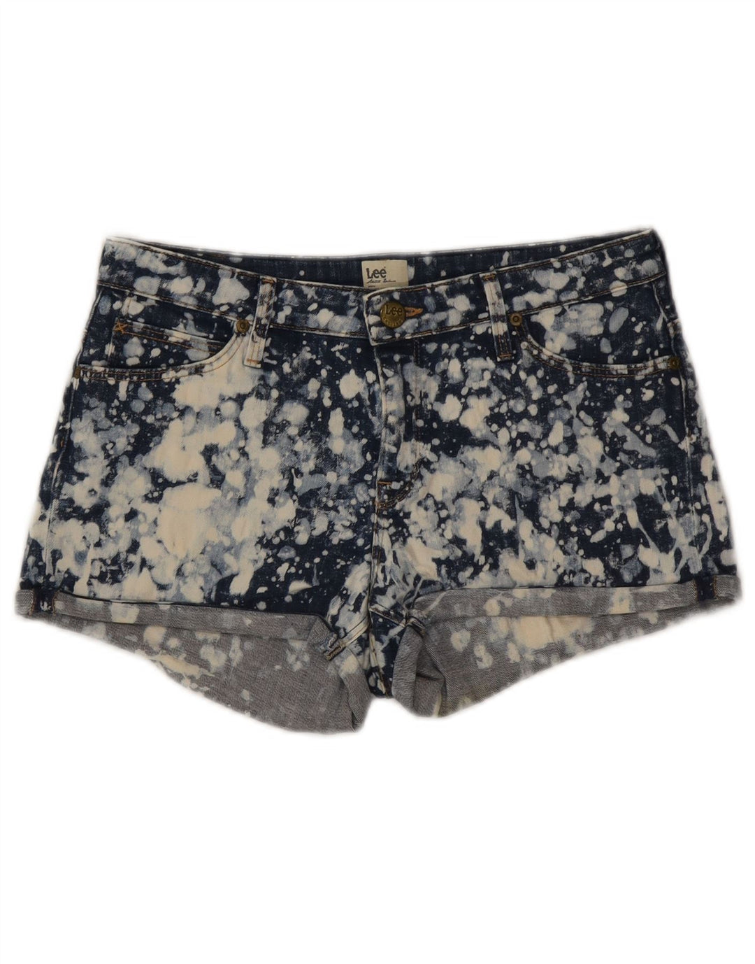 Pantaloni caldi denim da donna Lee W28 cotone tie dye medio blu navy