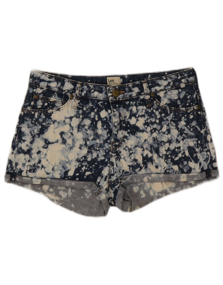 Pantaloni caldi denim da donna Lee W28 cotone tie dye medio blu navy
