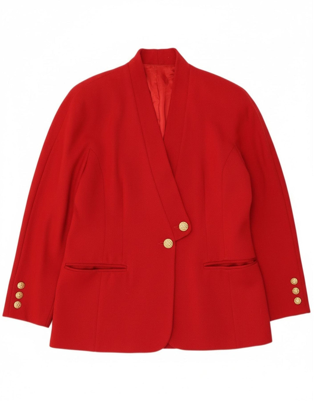 Giacca blazer vintage da donna a 2 bottoni IT 44 lana vergine rossa media
