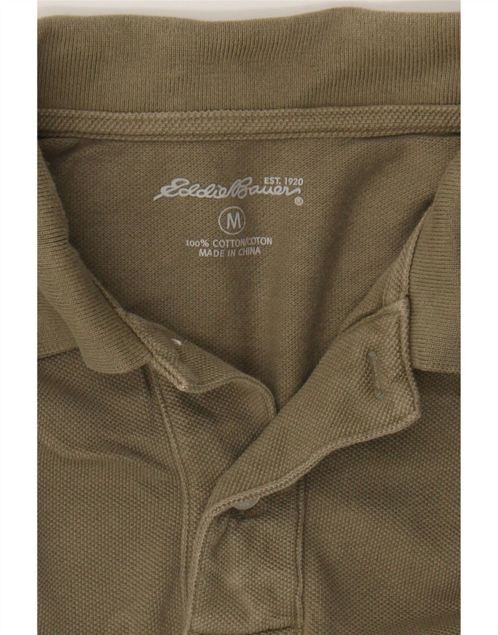 EDDIE BAUER Mens Polo Shirt Medium Khaki Cotton Vintage Eddie Bauer and Second-Hand Eddie Bauer from Messina Hembry 