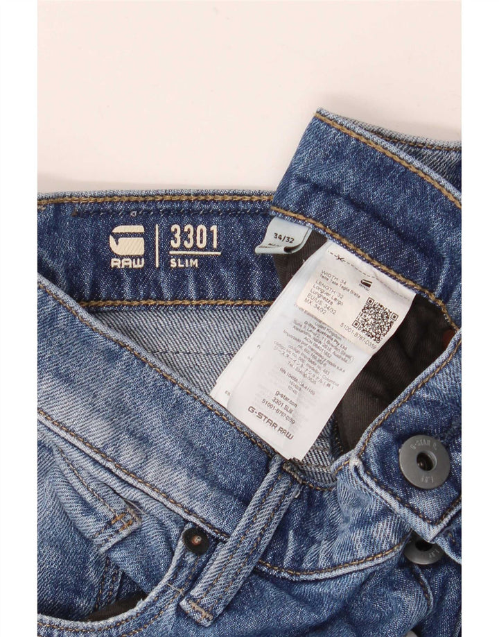 Jeans slim da uomo G-Star 3301 W34 L32 cotone blu