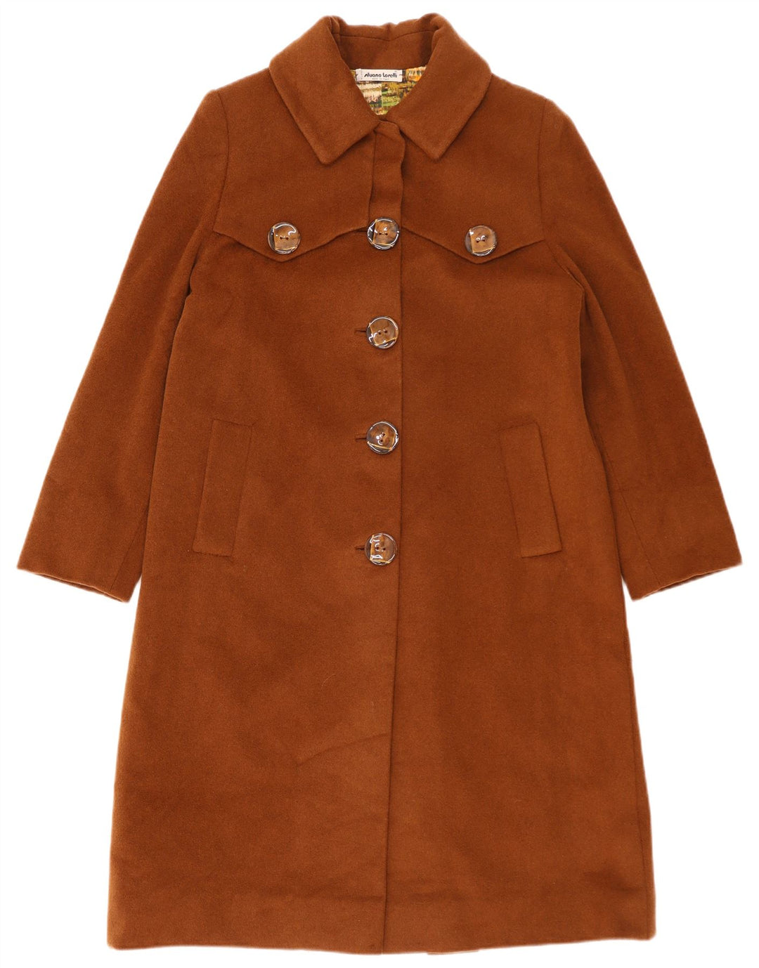 Soprabito vintage da donna UK 14 grande in lana marrone