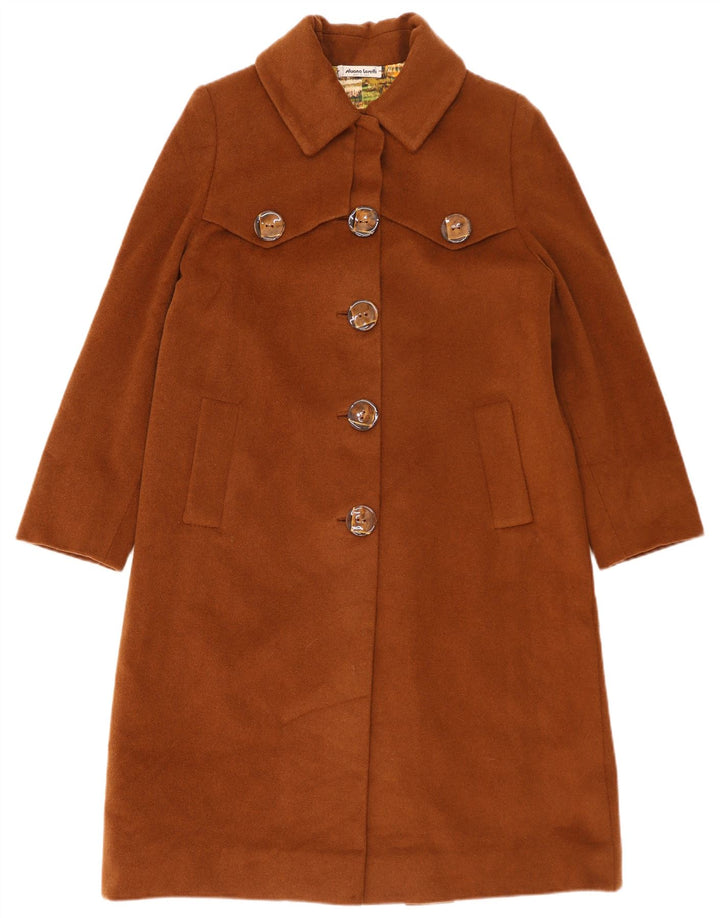 Soprabito vintage da donna UK 14 grande in lana marrone