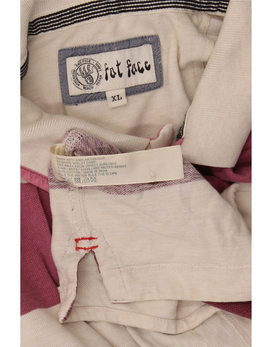 Polo da uomo Fat Face XL in cotone a righe marrone