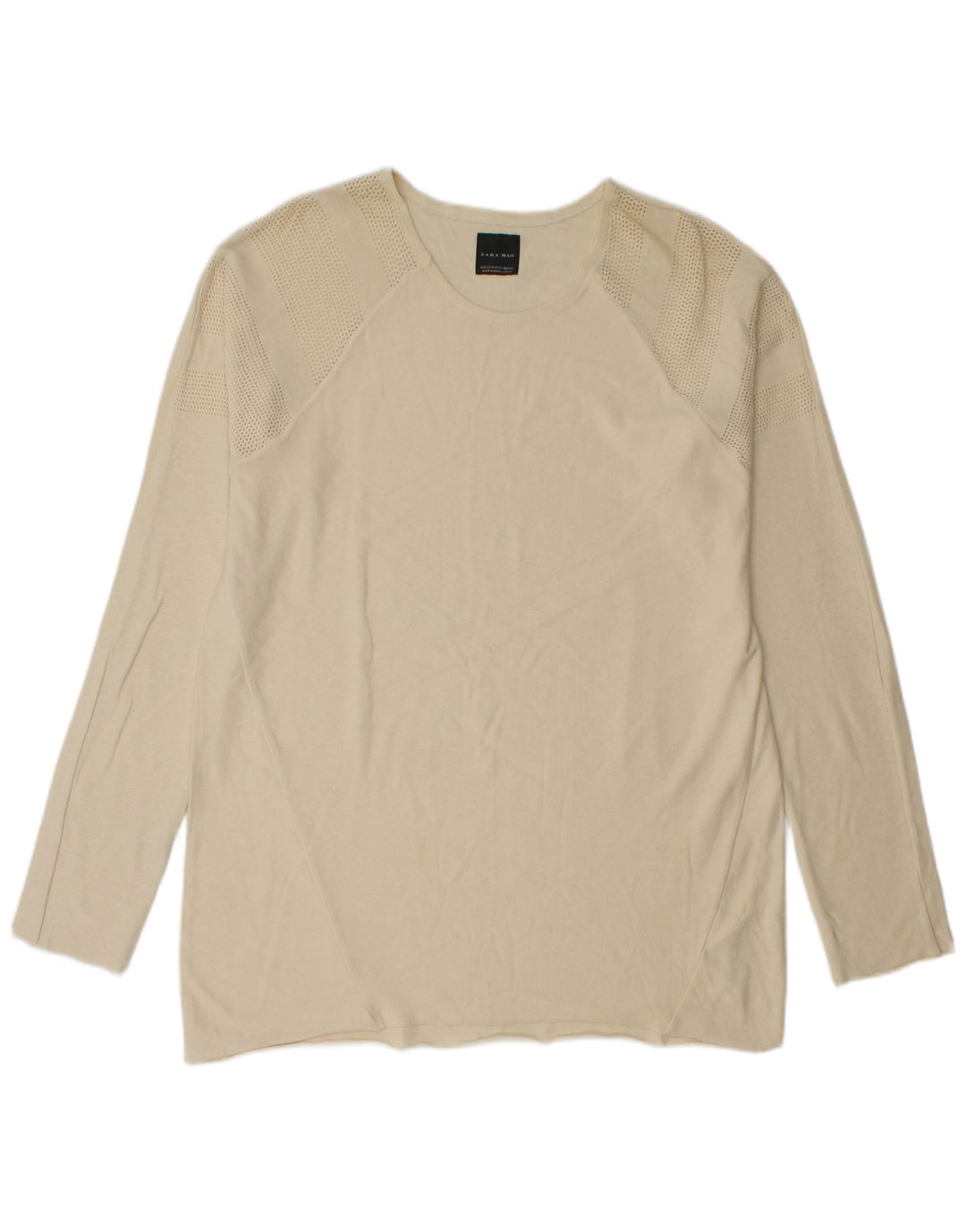 Top Zara da uomo a maniche lunghe XL in cotone beige