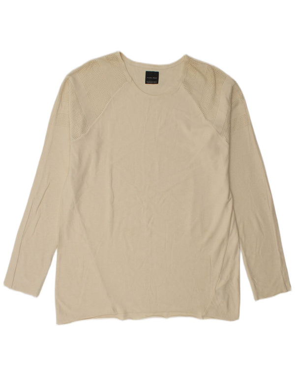 Top Zara da uomo a maniche lunghe XL in cotone beige