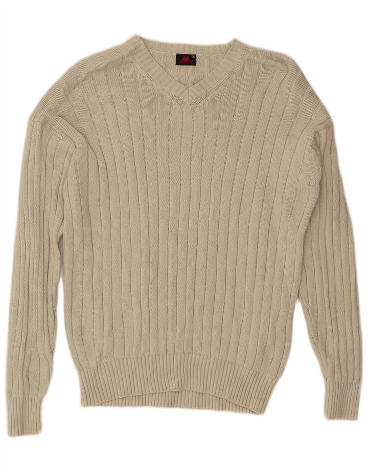 Maglione Kappa da uomo con scollo a V XL in cotone beige