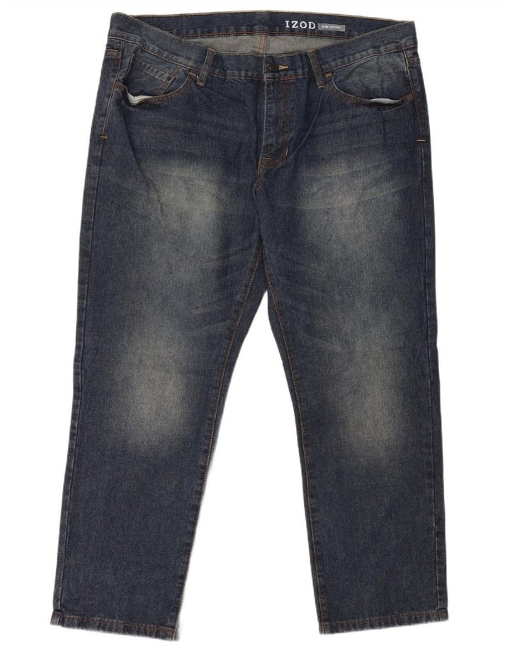 Jeans dritti slim da uomo IZOD W40 L30 cotone blu