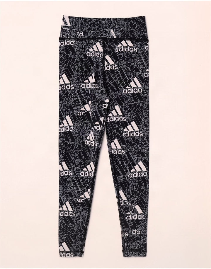 Leggings grafici da donna Adidas UK 12/14 Poliestere nero medio