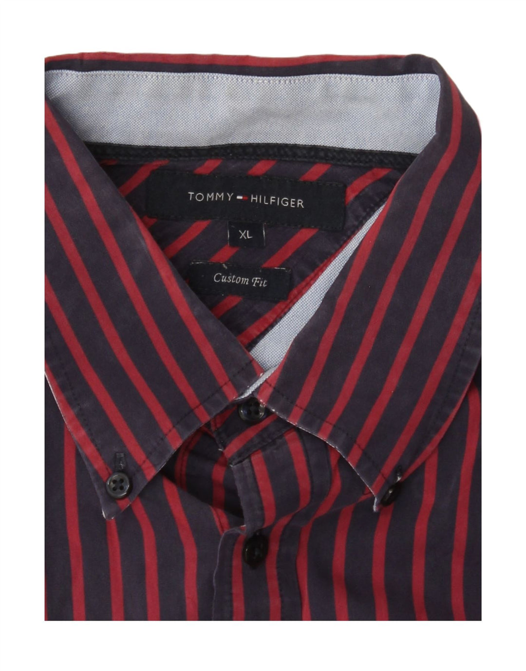 TOMMY HILFIGER Camicia da uomo su misura XL a righe blu navy