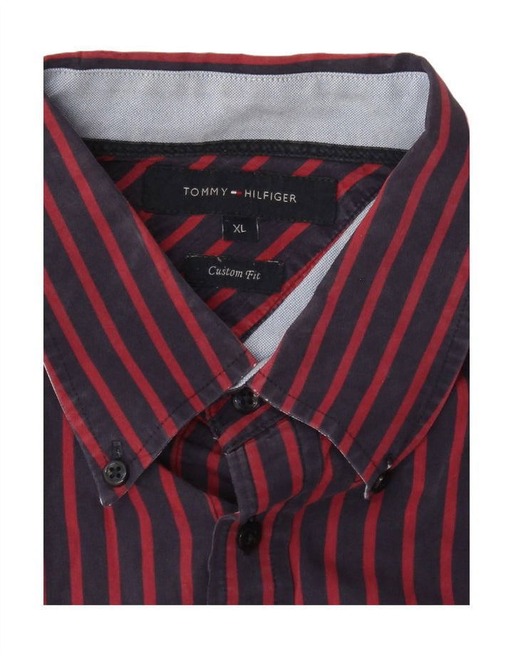 TOMMY HILFIGER Camicia da uomo su misura XL a righe blu navy