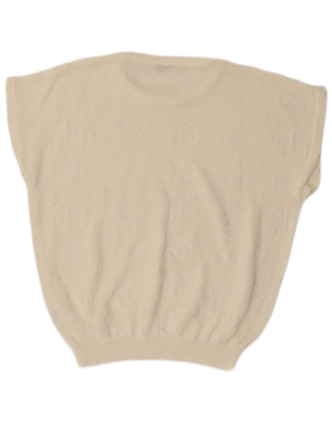 Maglione maglione girocollo oversize da donna VINTAGE UK 14 medio bianco sporco