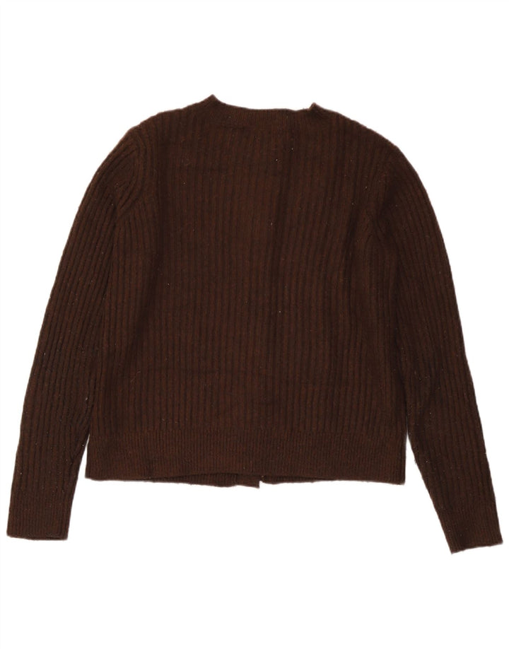 Maglione cardigan corto da donna Marks & Spencer UK 10 piccolo poliestere marrone