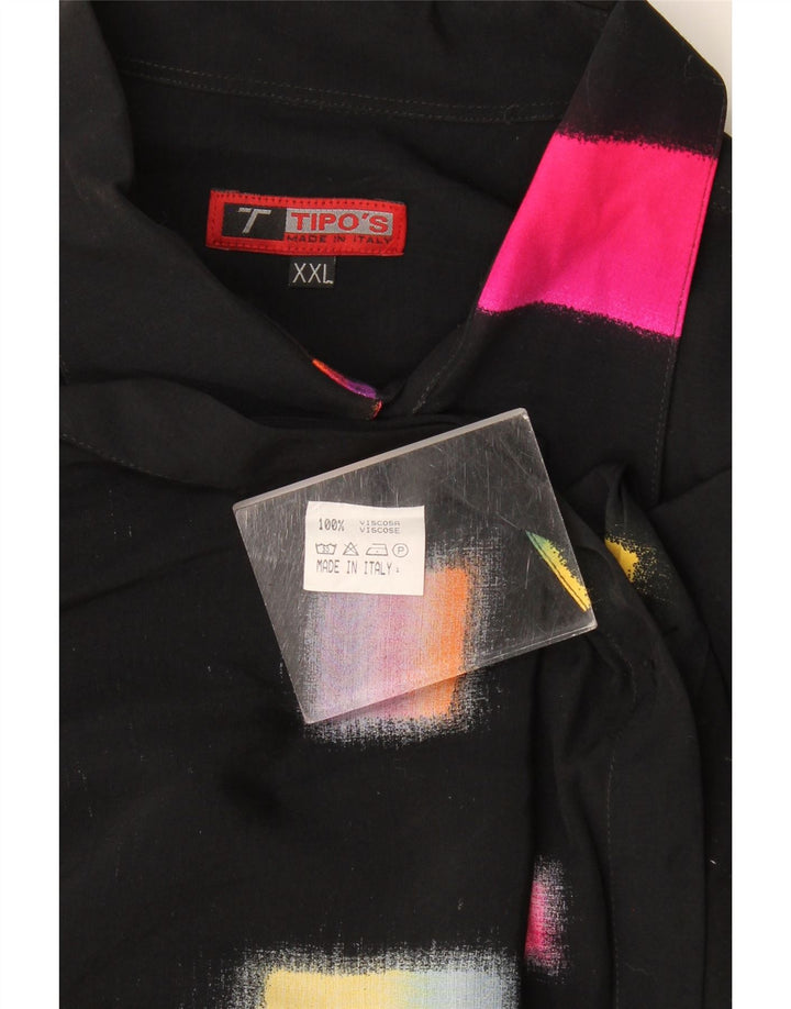 Camicia a maniche corte da uomo Tipo' S 2XL Viscosa geometrica nera