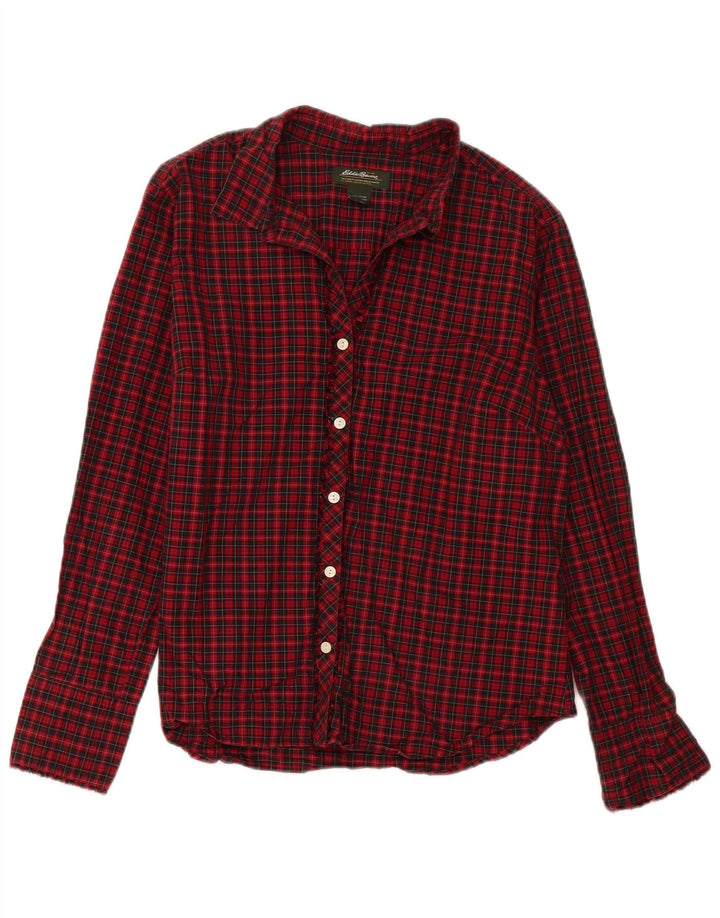 Camicia in flanella da donna Eddie Bauer UK 16 cotone a quadri rossi grandi