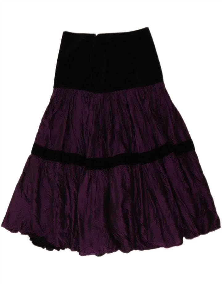 Gonna a strati vintage da donna IT 42 media W28 poliestere color block viola