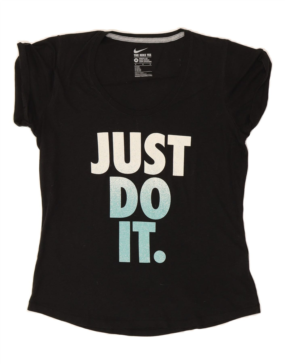 NIKE Womens Athletic Cut Graphic T-Shirt Top UK 14 Medium Black Polyester Vintage Nike and Second-Hand Nike from Messina Hembry 