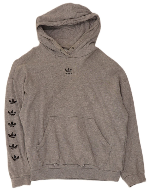 Felpa con cappuccio oversize grafica da donna Adidas UK 6 XS cotone grigio