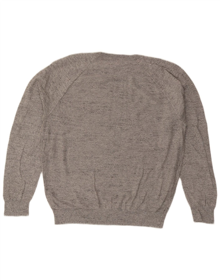 J. Crew Maglione girocollo da uomo in cotone grande grigio screziato