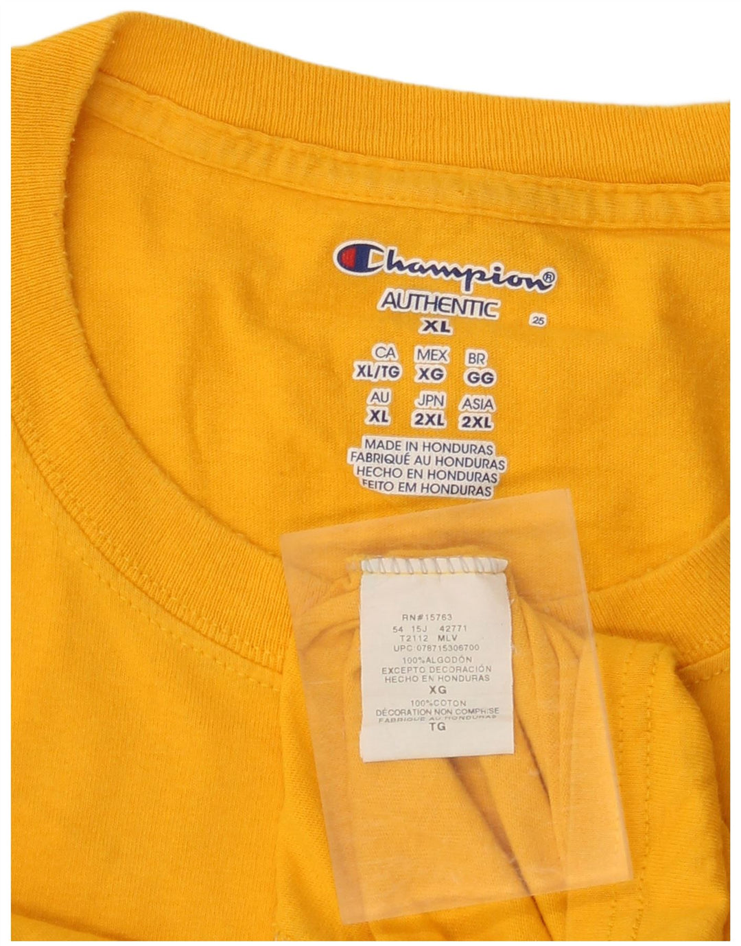 T-shirt da uomo CHAMPION Top XL in cotone giallo