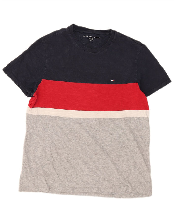T-shirt da uomo Tommy Hilfiger Top piccola in cotone color block multicolore